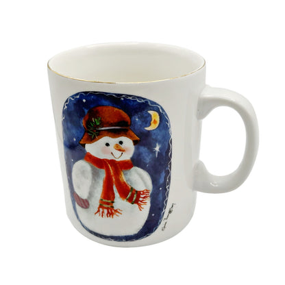 Vintage Snowman Mug - Elaine Thompson 1997 Gold Edge Excellent Condition