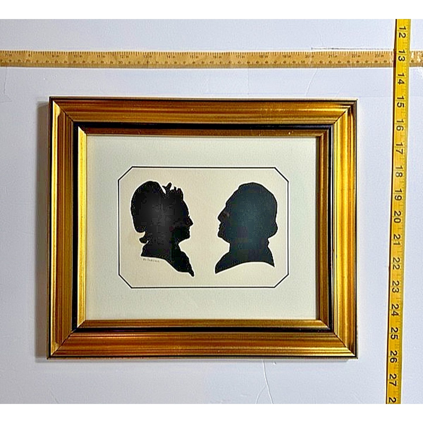 Vintage Old Silhouette Art Martha George Washington Portraits Signed Perdrisat
