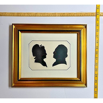 Vintage Old Silhouette Art Martha George Washington Portraits Signed Perdrisat