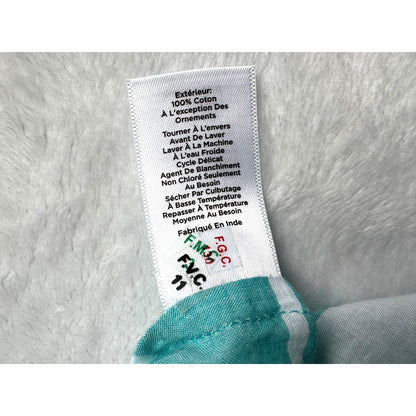 Talbots Tunic Top 100% Cotton Womens Size X Aqua White Stripe Beaded Summer UC