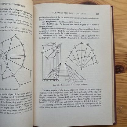 Vintage 1950 Textbook Engineering Descriptive Geometry by Charles E Rowe