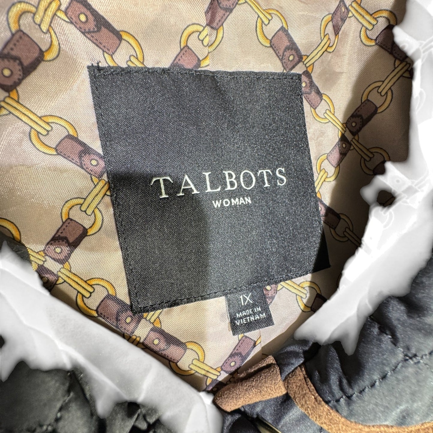 Barn Jacket Talbots Size 1X Quilted Brown Two-Tone Classic Fall Winter Coat