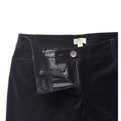 LOFT Black Velvet Marisa Dress Pants Stretchy Straight Leg Jeans Womens 10 Luxe