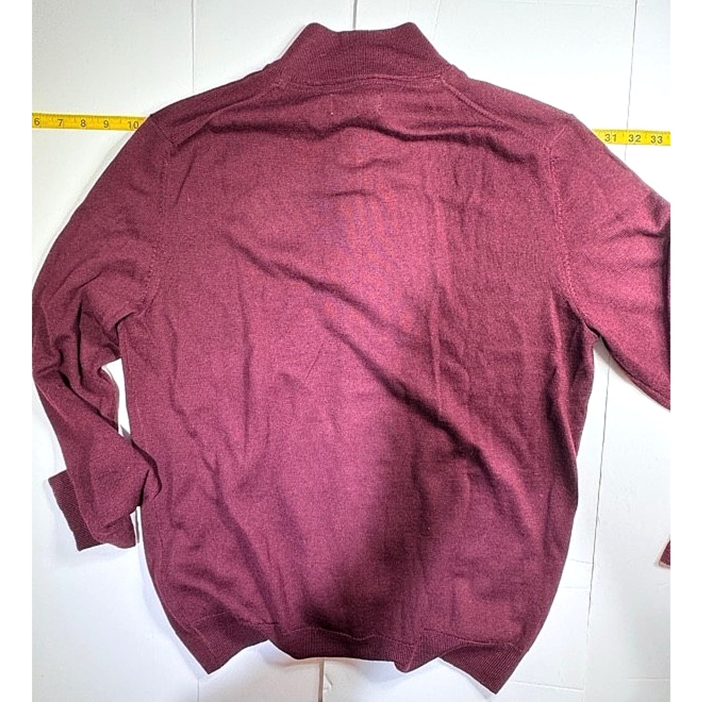 Men's Knit Sweater Wool Blend Size L Zip Collar Club Room Cranberry NWT Macys