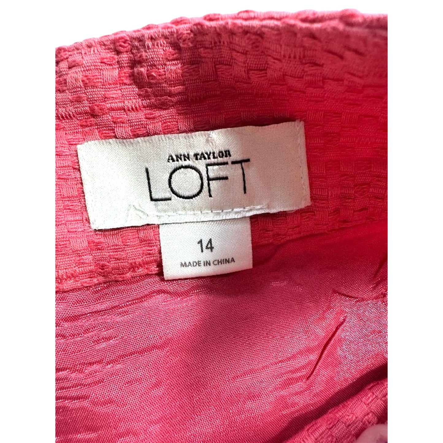 Sheath Dress LOFT PInk Size 14 Fitted Jaquard-Style Blend Retro Look