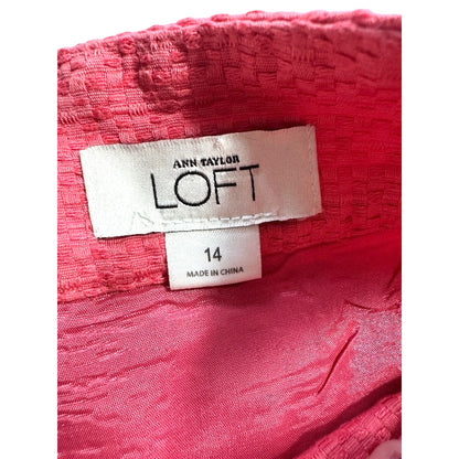 Sheath Dress LOFT PInk Size 14 Fitted Jaquard-Style Blend Retro Look