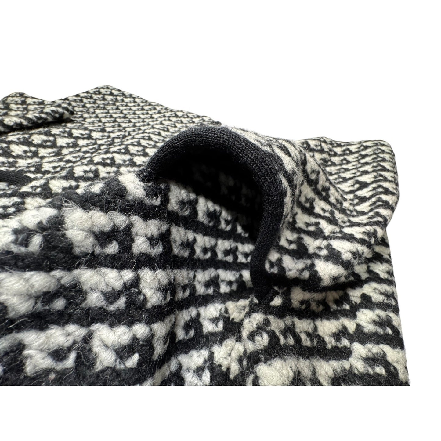 Talbots Black and White Coat Size X Woven Textured Boucle Wool Blend Snap-Front