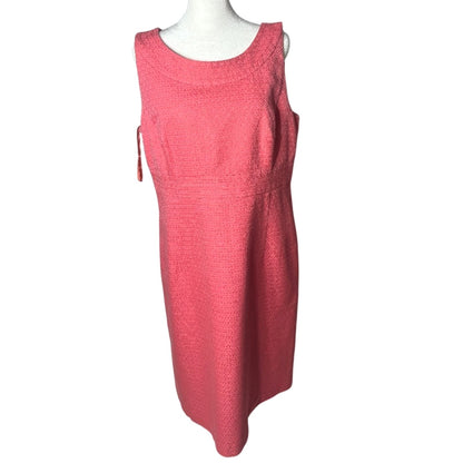 Sheath Dress LOFT PInk Size 14 Fitted Jaquard-Style Blend Retro Look