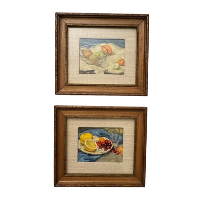 Vintage Framed Stehli Postcards by Maryse Ducaire-Roque MCM Prints, Set of 2