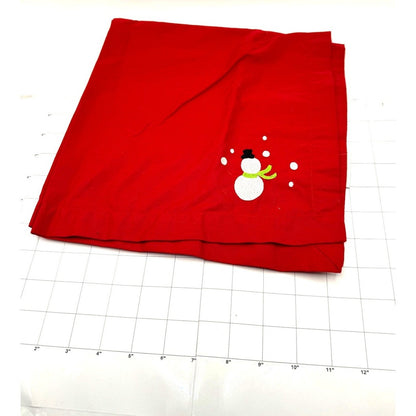 Crate & Barrel Snowman Napkins - Set of 2 Red Embroidered Holiday Table Linens