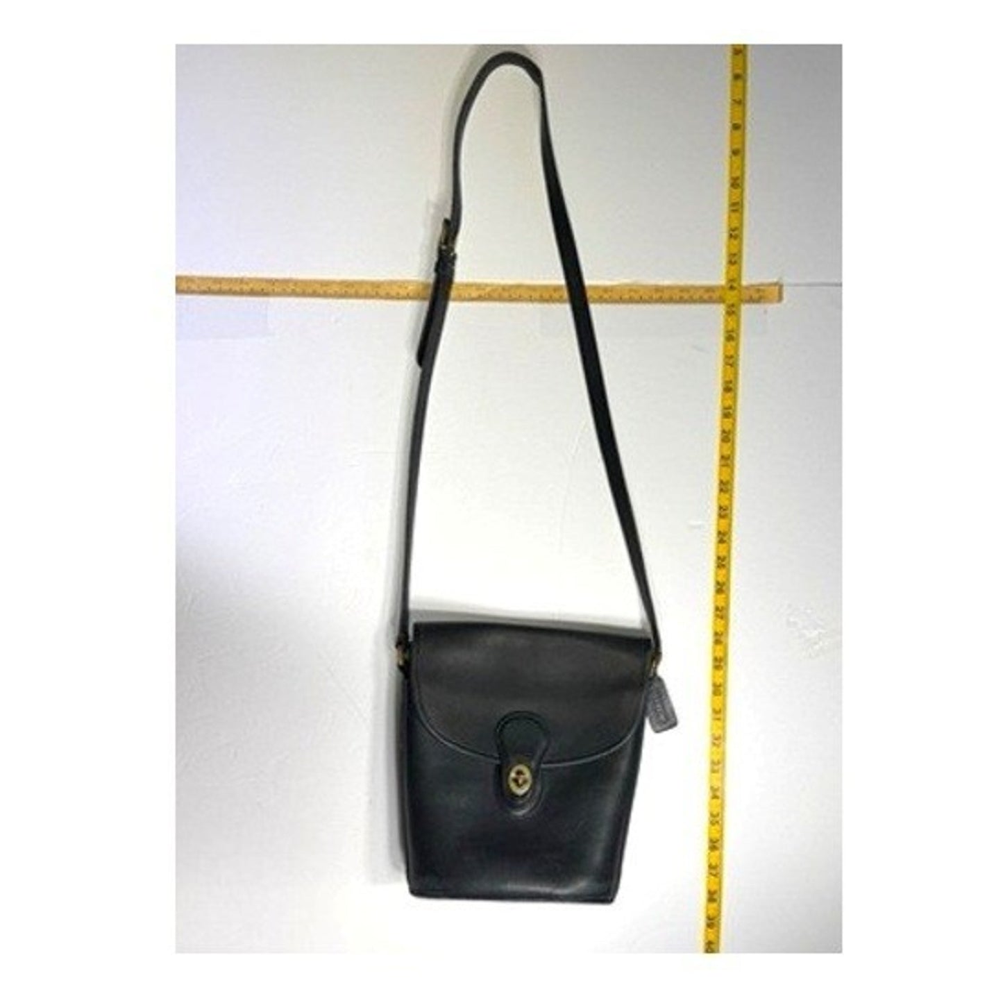 Vintage Coach Bradley Bucket Bag with Brass Turnlock Black Leather Crossbody