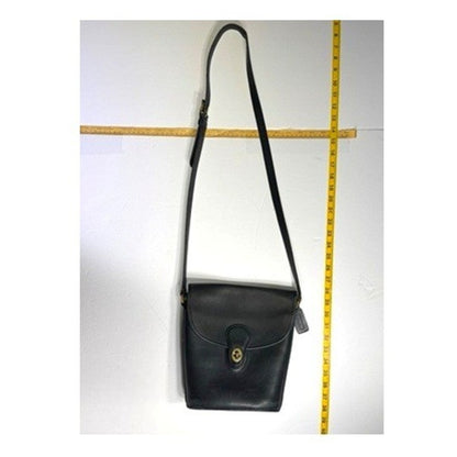 Vintage Coach Bradley Bucket Bag with Brass Turnlock Black Leather Crossbody