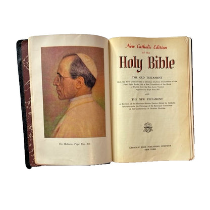 Vintage 1954 Holy Bible Hardcover New Catholic Edition Illustrated
