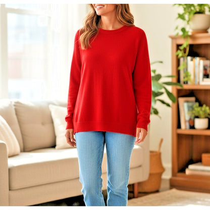 Red Sweater Talbots Size XLP Lightweight Holiday Knit Zipper Back Detail