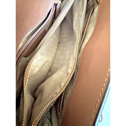 Michael Kors Dillon Satchel Shoulder Bag in Dark Dune Taupe Leather w Wallet