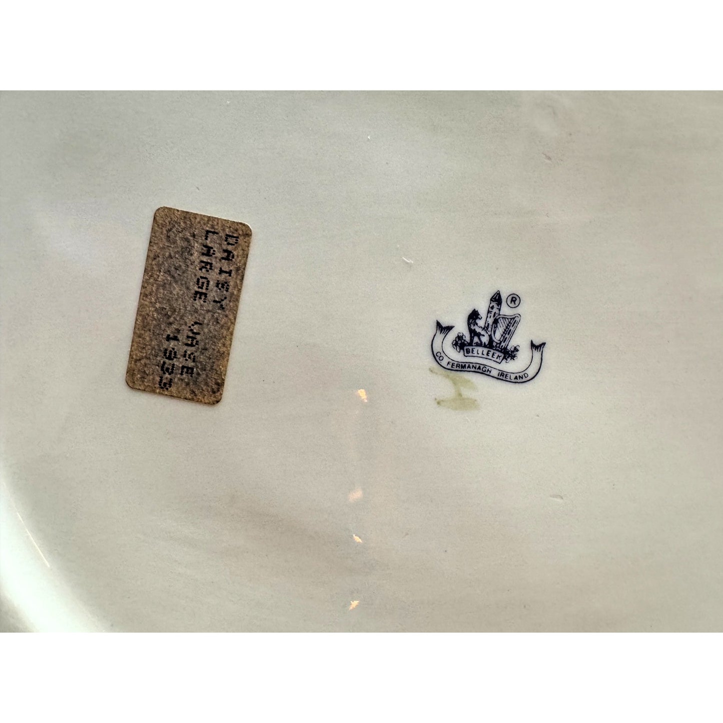 Belleek Shamrock Daisy Matching Set of 2 Vases Blue 8th Mark Irish Art Pottery