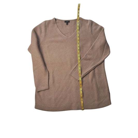 Talbots Camel Tan V-Neck Lightweight Knit Sweater Women’s XL Pullover 3/4 Sleeve
