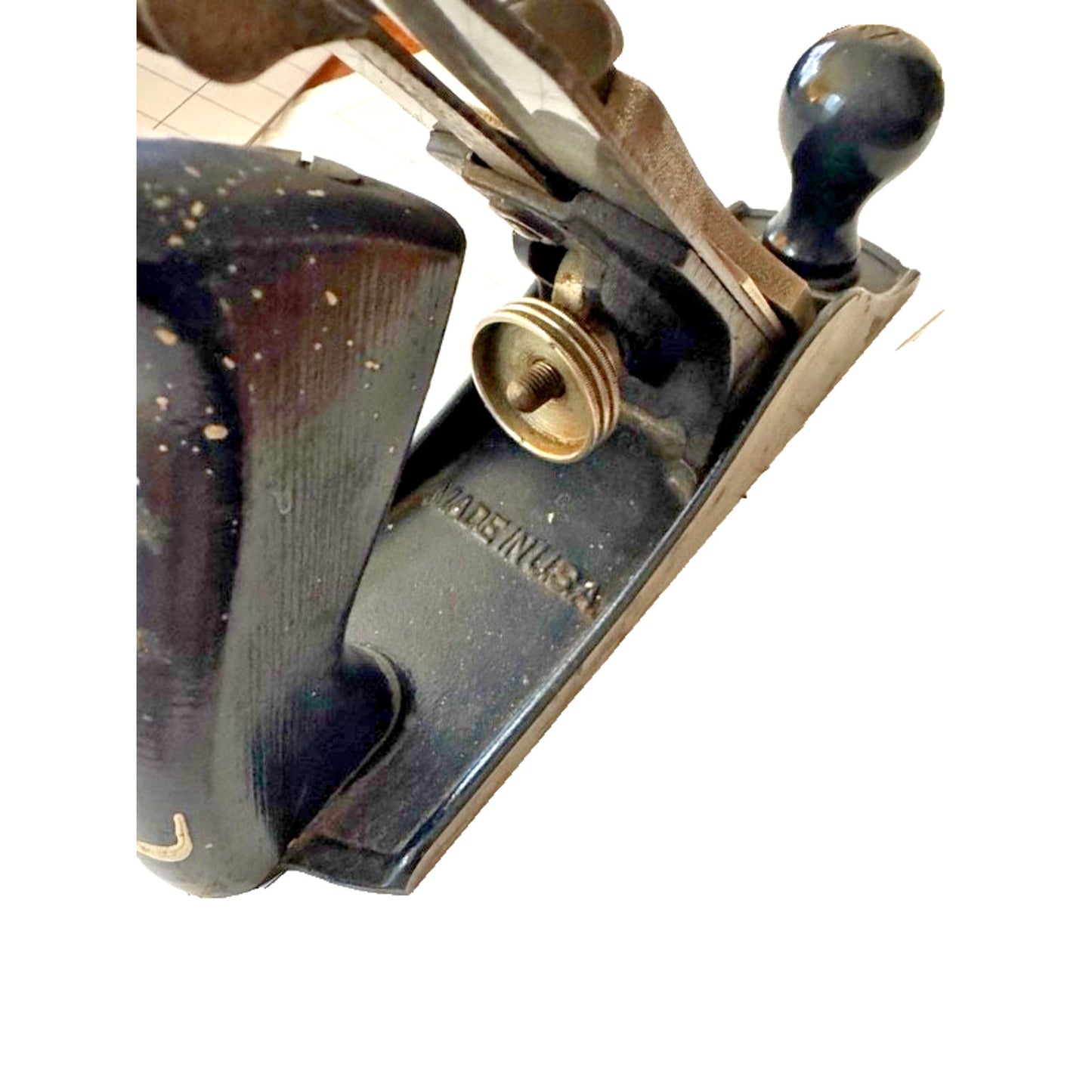 Vintage Stanley Handyman H1204 Bench Plane 9” Made in USA Wood Tote & Knob