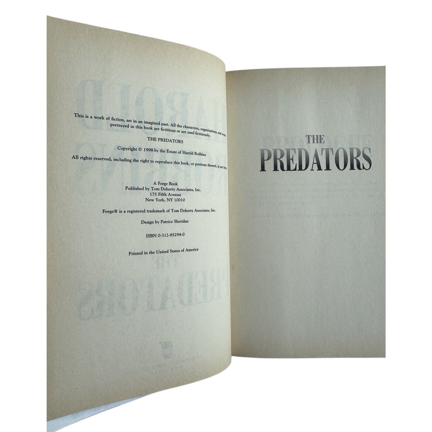 The Predators by Harold Robbins 1998 First Edition Hardcover w/Dust Jacket