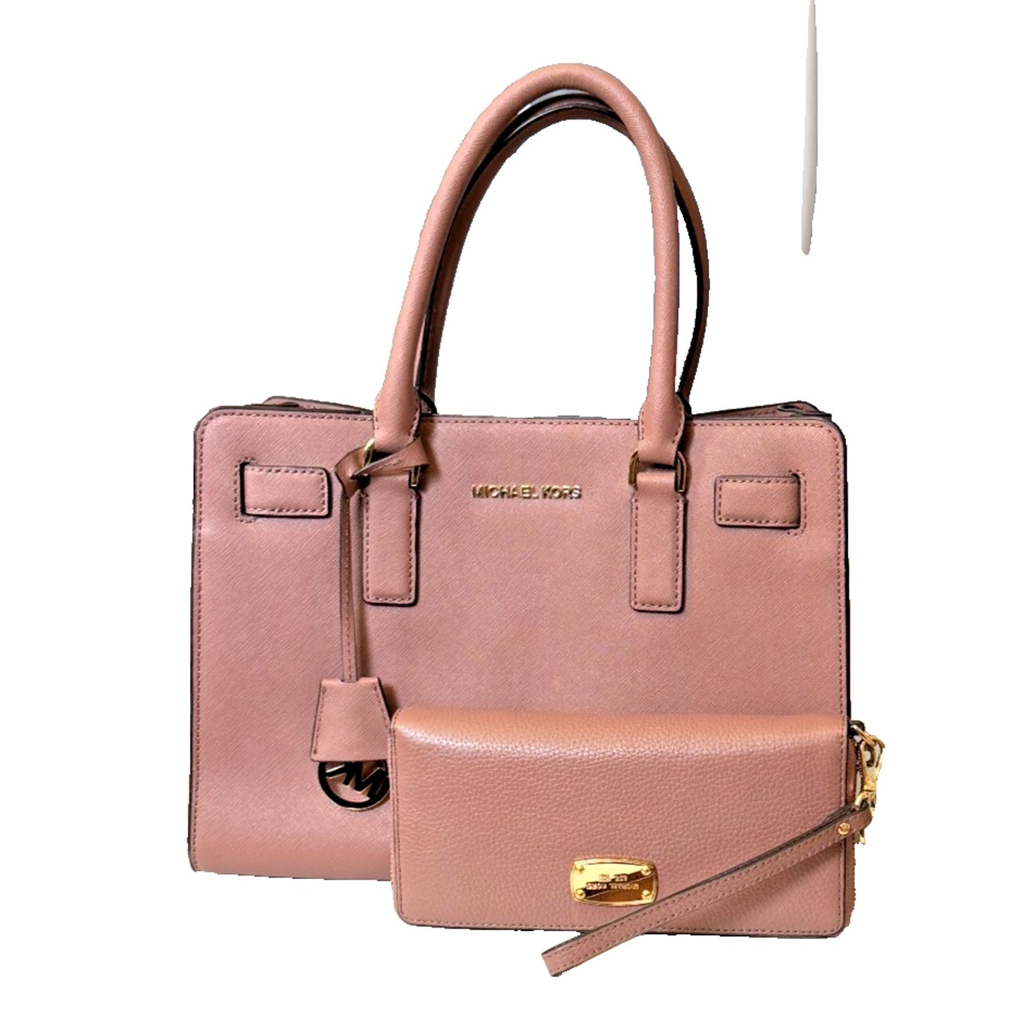 Michael Kors Dillon Satchel Shoulder Bag in Dark Dune Taupe Leather w Wallet