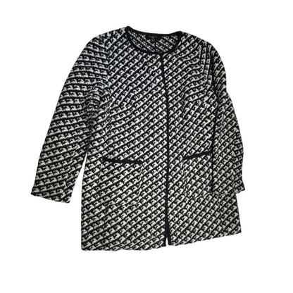 Talbots Black and White Coat Size X Woven Textured Boucle Wool Blend Snap-Front