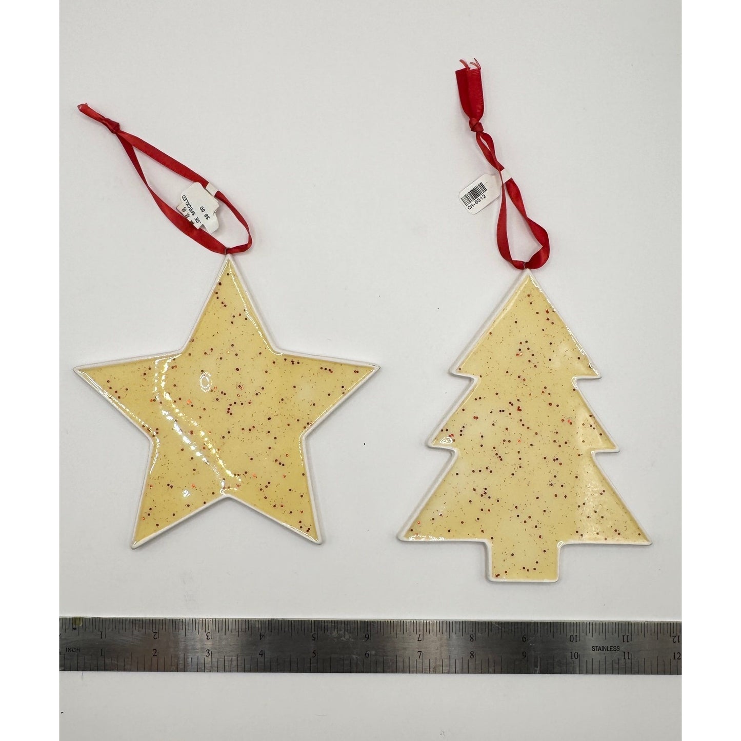 Christmas Ornaments - Glitter Star & Tree Holiday Decorations