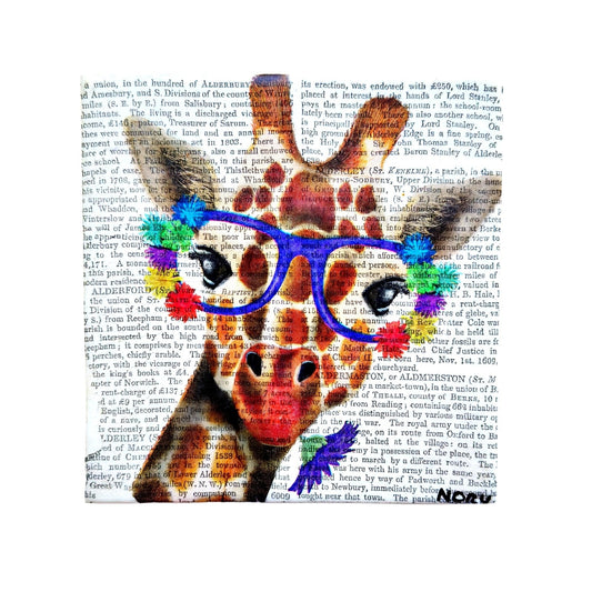 Collectible Ceramic Tile Smart Giraffe - One of a Kind Porcelain Made in Italy