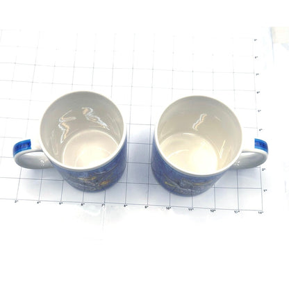 Vintage Hilo Hattie Collectible Mugs - Hawaii Blue Whale Hibiscus - Set of 2
