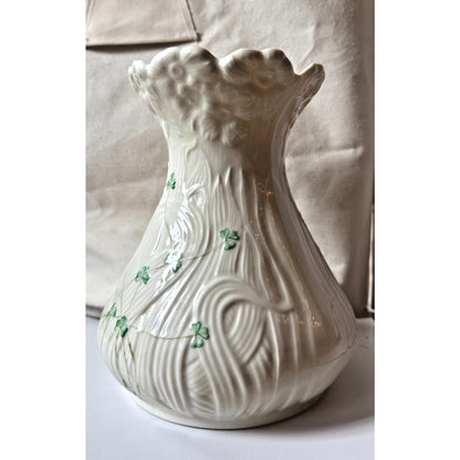 Belleek Shamrock Daisy Matching Set of 2 Vases Blue 8th Mark Irish Art Pottery