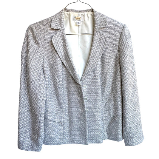 Talbots Women’s Silver Grey Woven Blazer Size 14W - Gem Detail - Plus Size