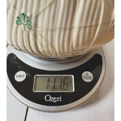 Belleek Shamrock Daisy Matching Set of 2 Vases Blue 8th Mark Irish Art Pottery