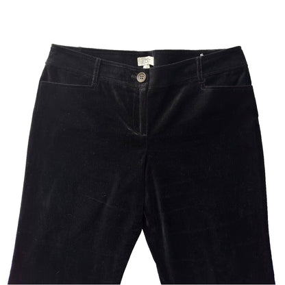 LOFT Black Velvet Marisa Dress Pants Stretchy Straight Leg Jeans Womens 10 Luxe