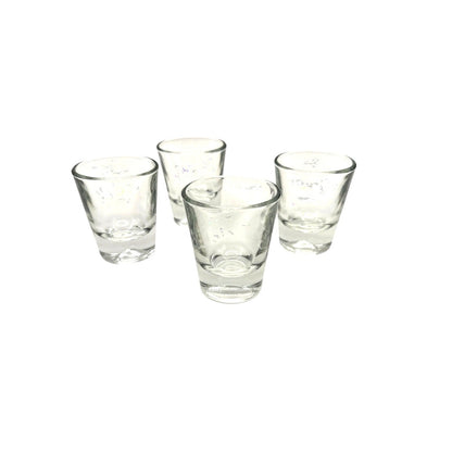 Set of 4 Football Shot Glasses with 3D Football Shape in Glass Bottom
