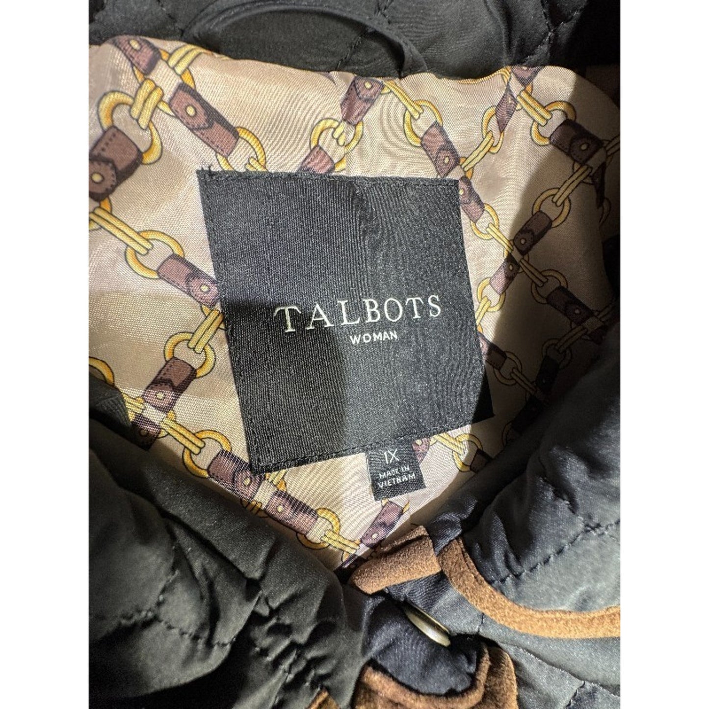 Barn Jacket Talbots Size 1X Quilted Brown Two-Tone Classic Fall Winter Coat