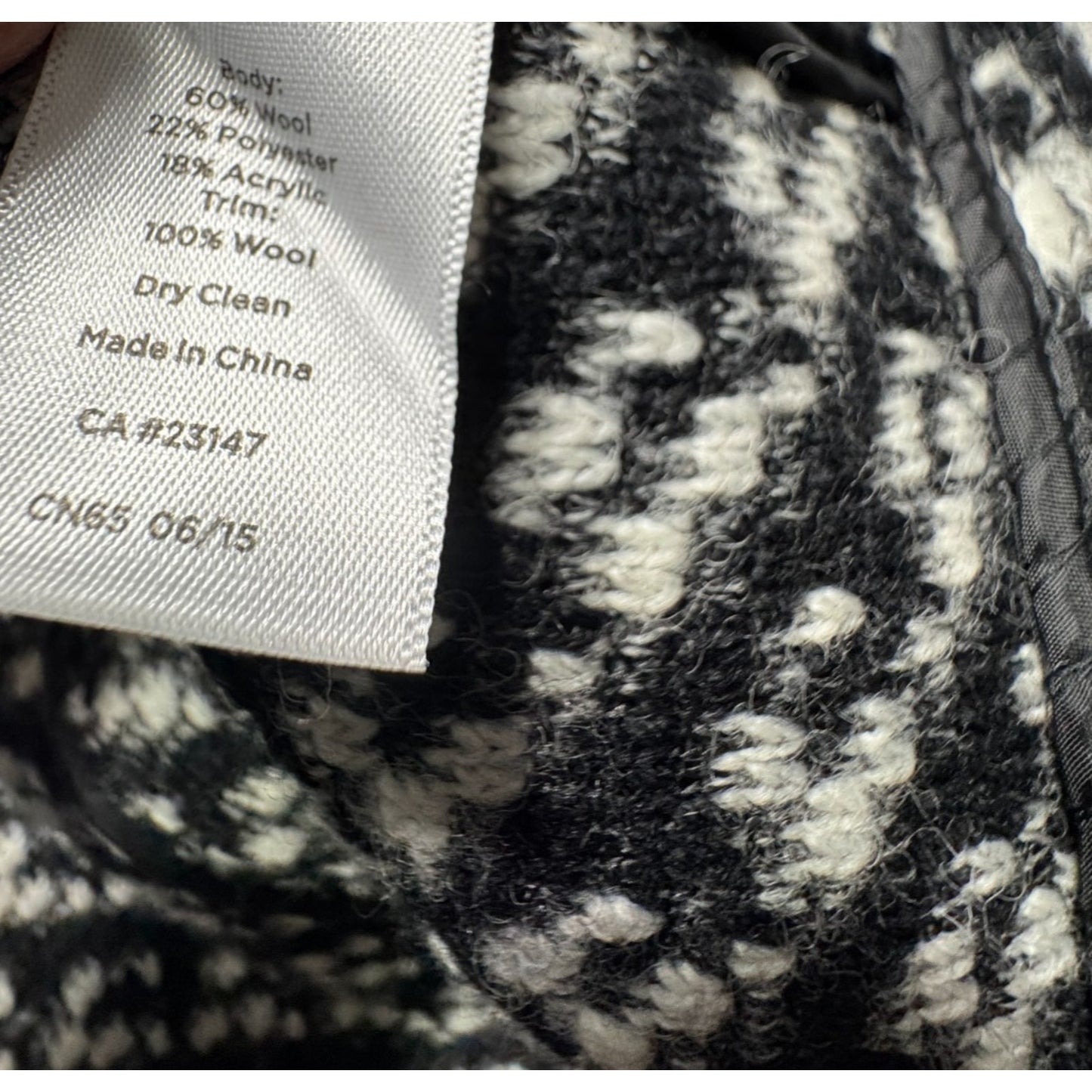 Talbots Black and White Coat Size X Woven Textured Boucle Wool Blend Snap-Front