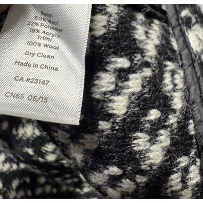 Talbots Black and White Coat Size X Woven Textured Boucle Wool Blend Snap-Front