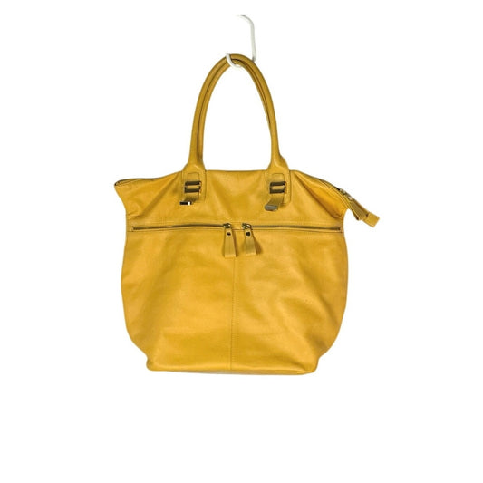 Vintage Liz Claiborne Yellow Tote Bag - Buttery Soft Leather - Large w Zipper