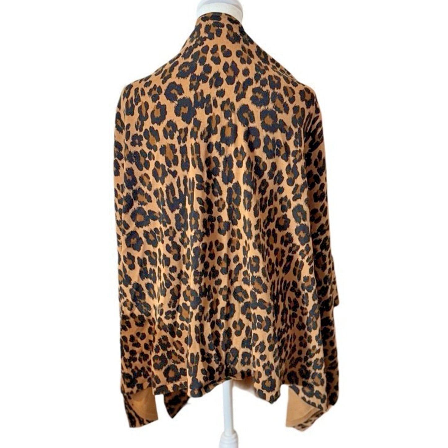 Talbots Leopard Print Wrap Shawl Open Front Knit Fabric Lined One Size
