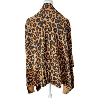 Talbots Leopard Print Wrap Shawl Open Front Knit Fabric Lined One Size