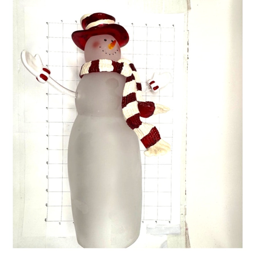 Frosted Glass Snowman Figurine 16" - Seasons of Cannon Falls Christmas Holiday