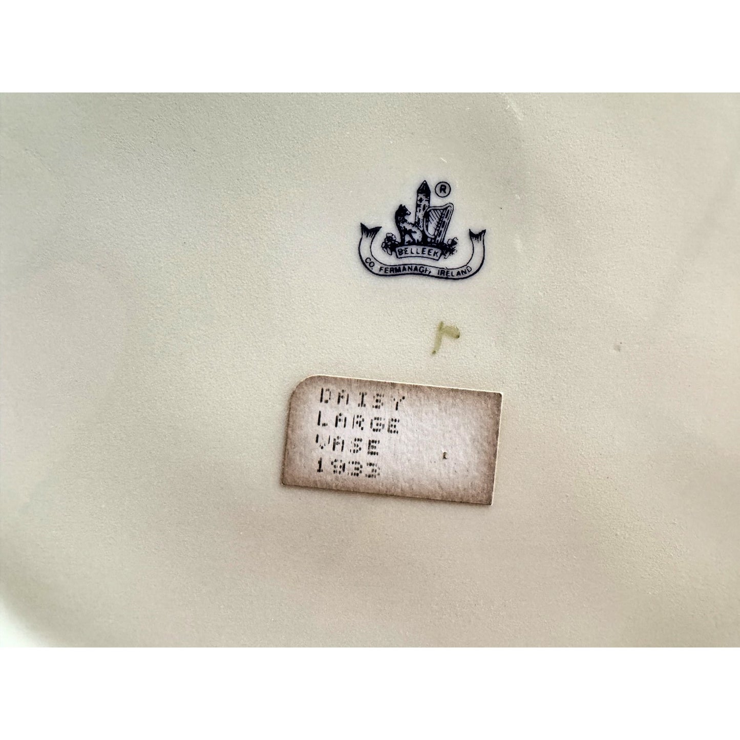 Belleek Shamrock Daisy Matching Set of 2 Vases Blue 8th Mark Irish Art Pottery