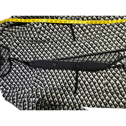 Talbots Black and White Coat Size X Woven Textured Boucle Wool Blend Snap-Front