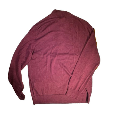 Men's Knit Sweater Wool Blend Size L Zip Collar Club Room Cranberry NWT Macys