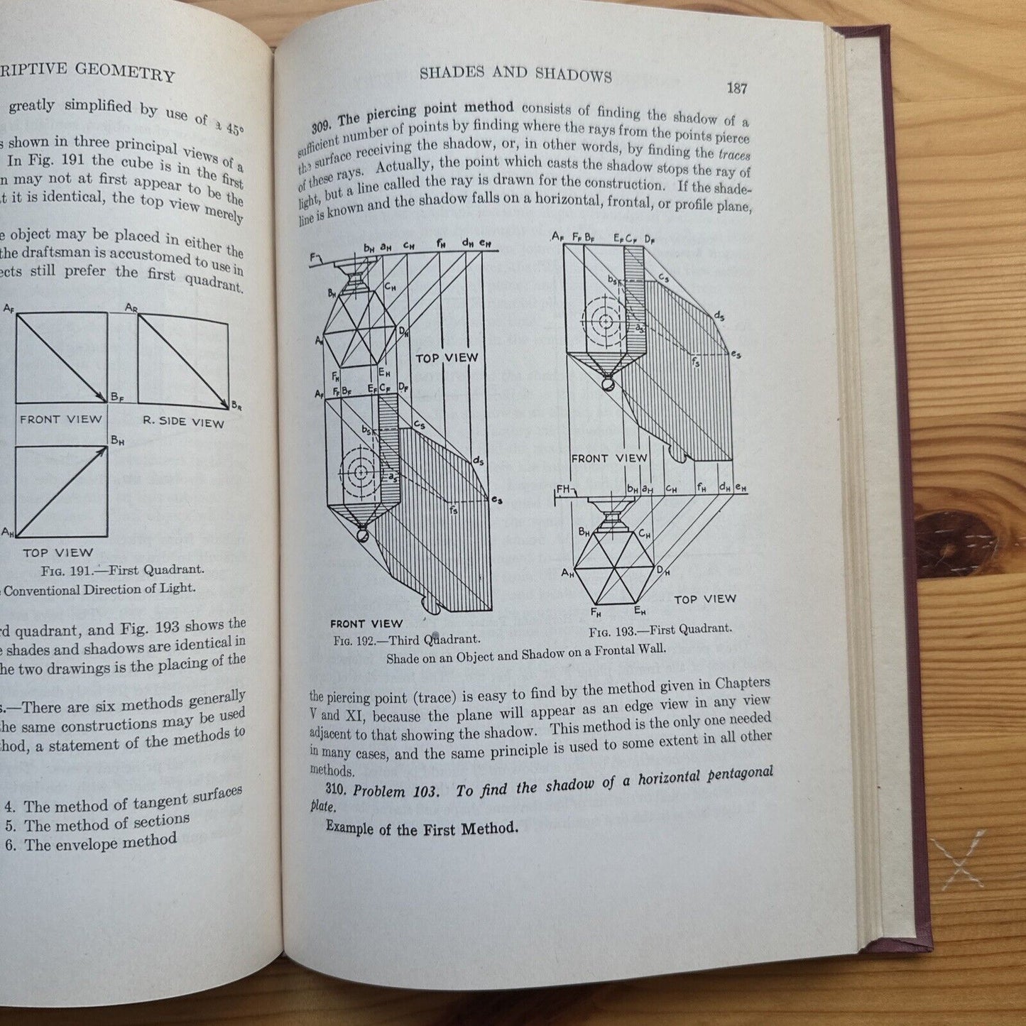 Vintage 1950 Textbook Engineering Descriptive Geometry by Charles E Rowe