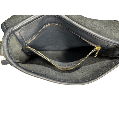 Vintage Coach Bradley Bucket Bag with Brass Turnlock Black Leather Crossbody