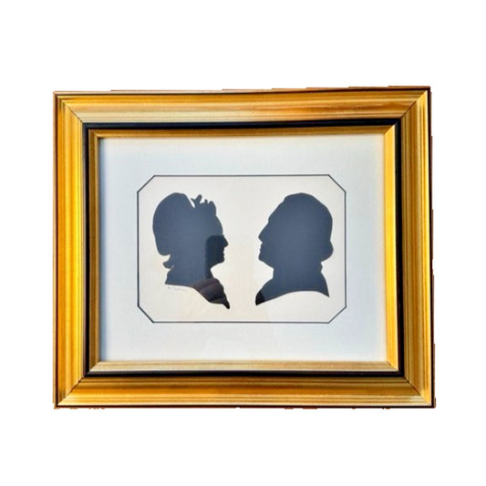 Vintage Old Silhouette Art Martha George Washington Portraits Signed Perdrisat