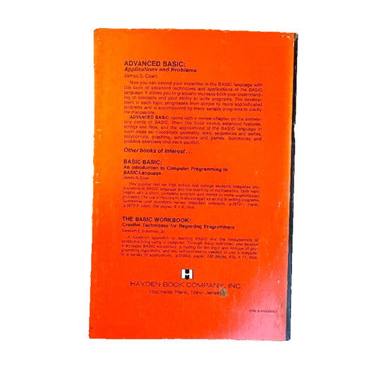 1977 Advanced Basic by James Coan Trade Paperback Vintage Programming Book