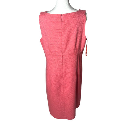 Sheath Dress LOFT PInk Size 14 Fitted Jaquard-Style Blend Retro Look
