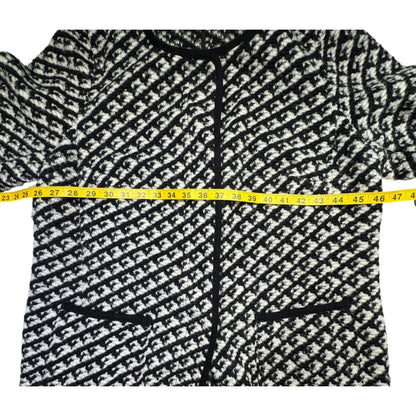 Talbots Black and White Coat Size X Woven Textured Boucle Wool Blend Snap-Front