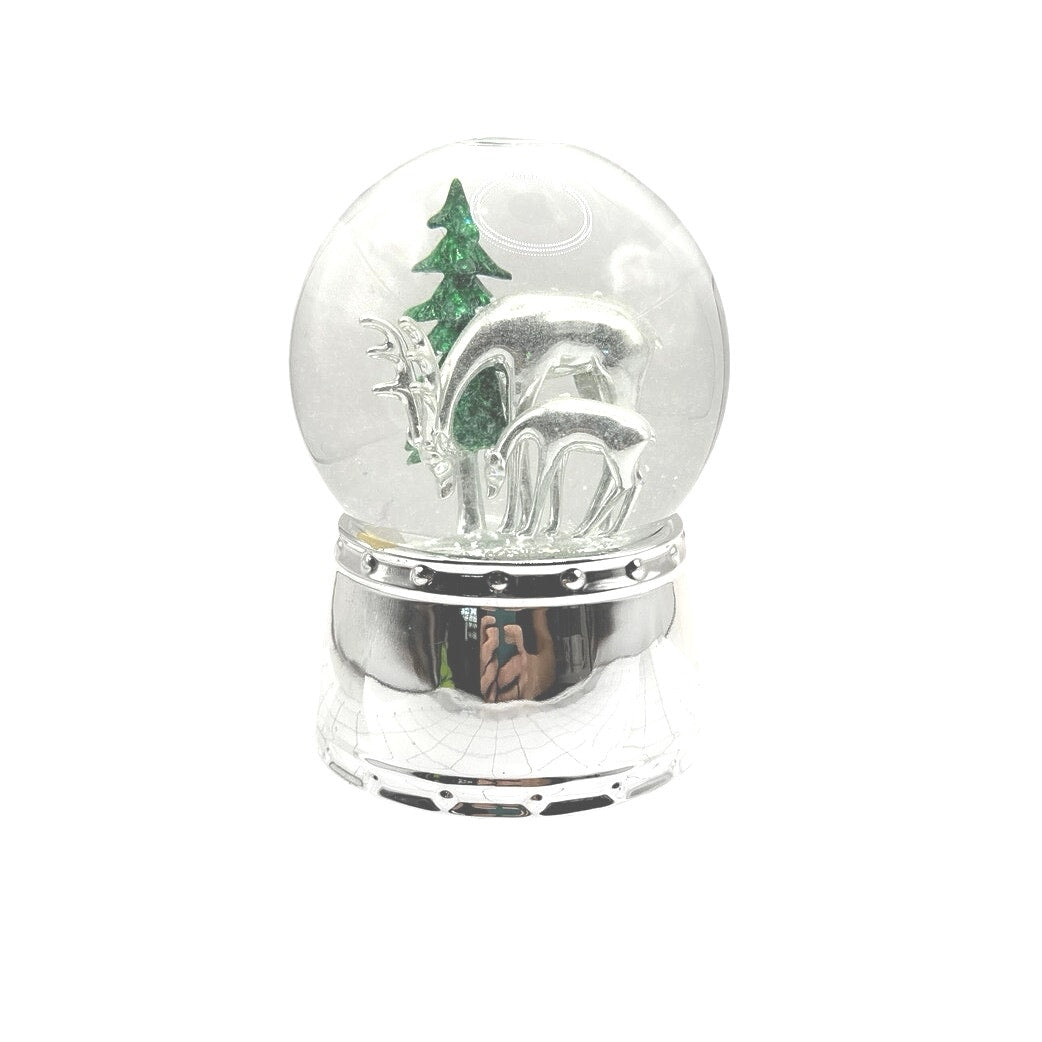 Holiday Snow Globe Music Box - Deer & Tree Winter Scene - Christmas Decor